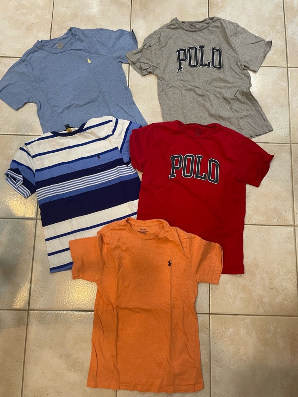 Polo by Ralph Lauren Kids 5-Pack T-Shirt Set - Blue, Gray, Red, Orange, Striped